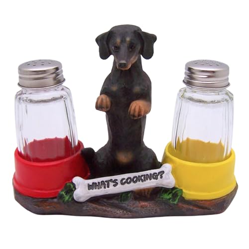 Dachshund Dog - Soporte para salero y pimentero, accesorio único de cocina y bar, juego de 3 piezas, 5.75 pulgadas