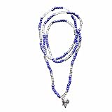 Gifts by Lulee, LLC Santeria Collection Yemaya Collar de Cuentas de Cristal con 4 tipos de colgante de plata anodizada (montadura)