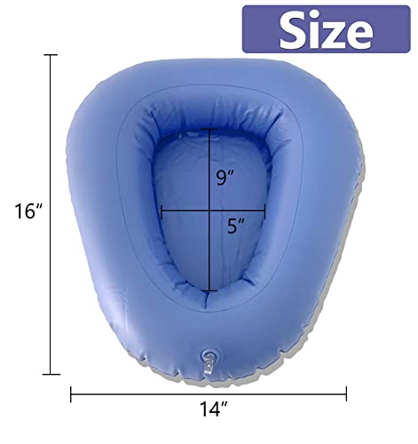 Inflatable Bedpan - Potty Bedside Toilet Nursing Urinals for Mother Women Bedridden Elderly Disabled (Dark Blue-L Size)