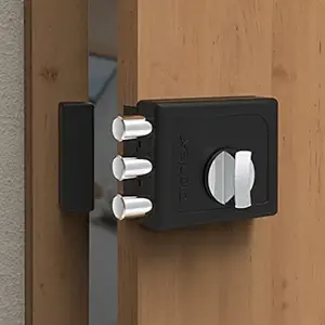 Plantex Heavy Duty Tri Bolt Lock with Key & Knob for Main Door/Suitable for Double and Single Door for Home,Office,Hotel (Z - Black)