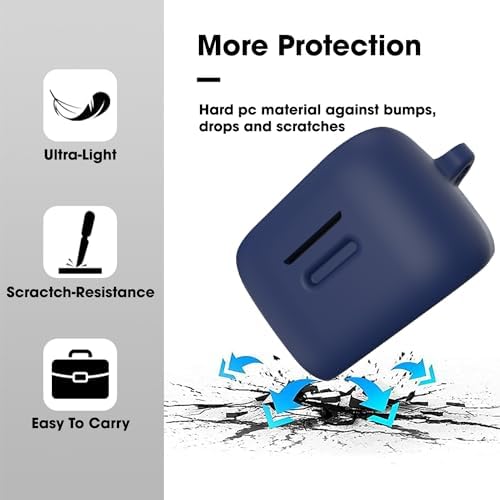 Image of Sounce Earphone Case Cover Compatible for Boat Airdopes Fuel, Soft Silicone Skin Case Cover Shock-Absorbing Protective Case with Keychain [Front LED Visible](Blue)