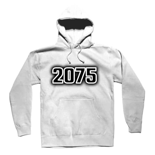 2075 Year Unisex Hoodie blanc en molleton premium avec finitions minimalistes