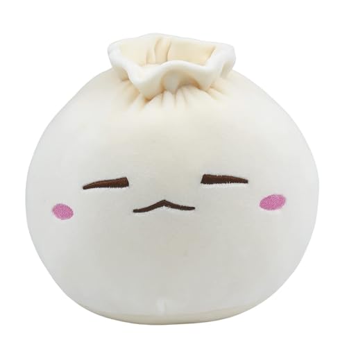 VICKYPOP Dumpling Plush Toy Cute Expression Food Throw Stuffed Pillow Round Buns Home Decorative Plush Pillow Toy (Squint Eyes, 9.8 inches (25cm)) - Squint Eyes - 9.8 Inches (25cm)