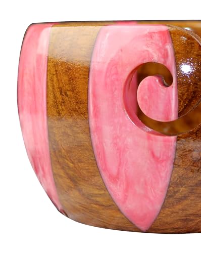 Image of Wooden Yarn Bowl for Knitting Yarn Bowl for Crocheting, Yarn Storage Bowl to Prevent Slipping, Wooden Yarn Holder, Best Gift for Crochet (#Desig-9)