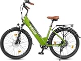 ESKUTE C100 Plus E-Bike, 26 Zoll Elektrofahrrad, E-Cityrad 250W HeckMotor, 36V 13Ah Wechselakku,bis zu 80km, LCD-Display, Tiefeinsteiger E-CityBike Für Damen und Herren Erwachsene