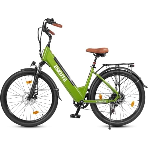 ESKUTE C100 Plus E-Bike, 26 Zoll Elektrofahrrad, E-Cityrad 250W HeckMotor, 36V 13Ah Wechselakku,bis zu 80km, LCD-Display, Tiefeinsteiger E-CityBike Für Damen und Herren Erwachsene