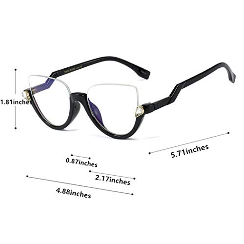 Bullabulling Fashion Cat-Eye Reading Glass For Women Half-Rim Eyeglass Frame Large Lens (Turtle, 1.25) #TOP2