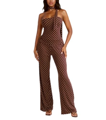 THLAI Women Polka Dot Two Piece Outfits Sleeveless Off Shoullder