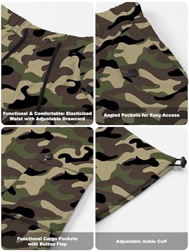 Image of Betusline Girls & Women's High Waist Wide Leg Cargo Pants Y2K Parachute Pants with Pockets and Drawstring 6 Years-Women 2XL