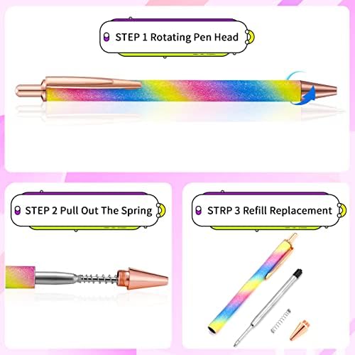12Pcs Rainbow Metal Ballpoint Pen Set, 6Pcs 1.0 mm Click Retractable Ballpoint Pens Metal Pens with 6Pcs Replacement Refills, Black Ink Medium Point Gift Pens for Men, Women, Students