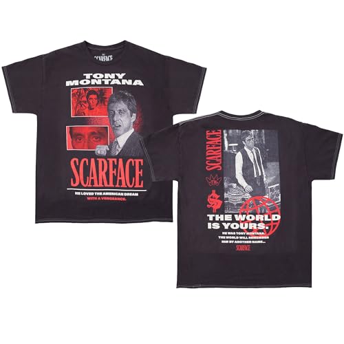 Ripple Junction Scarface The World is Yours Vintage Poster Collage Mens Graphic T-Shirt Pigment Dye Black Large