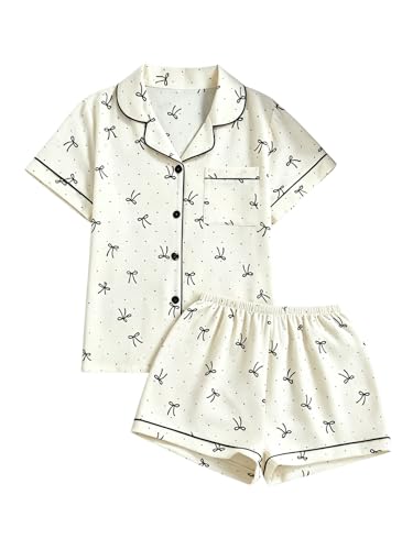 Image of Verdusa Pajamas For Women Set 2 Piece Summer Pajama Sets Cute Pjs Lounge Matching Button Shirt with Shorts