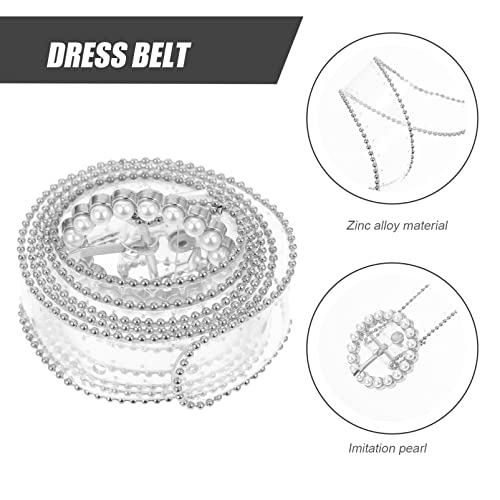 Clear Belt Clear Waist Belt Pearl Belt Transparent Belts Buckle for Women Girls Dress Coat Jeans Pants Silver Waist Belt3