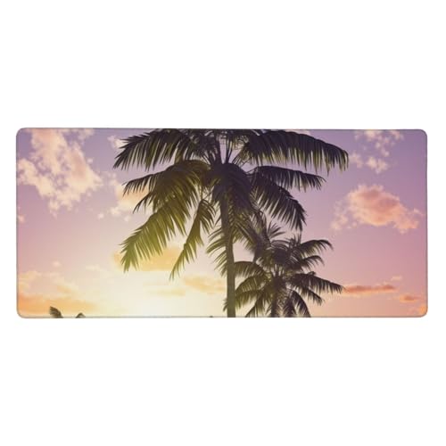 Tapis de souris bords cousus XXL 90x40 cm au motif palmier d'été