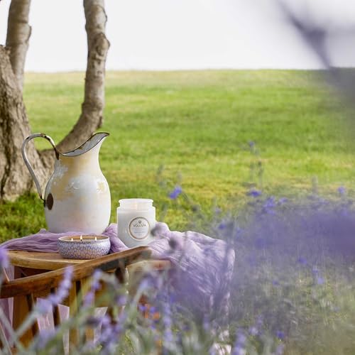 Image of Voluspa Mountain Lavender Chamomile Candle Jar, 18 oz | Coconut Wax Blend, 100 Hour Burn Time, Scented Candles for Home, Poured in the USA