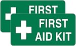 2 Pcs First Aid Kit Signs - Self Adhesive Vinyl Sticker (20 cm x 10 cm)