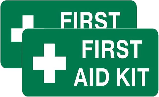 Haobase 2PCS First Aid Kit Signs - Self Adhesive Vinyl Sticker (20cm x 10cm)