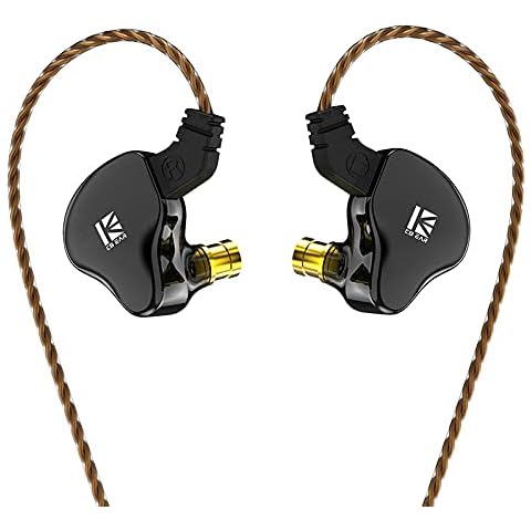 KBEAR KS2 in Ear Monitor IEM Stereo Bass Earphone, HiFi Over Ear Earbud Headset Noise Cancelling 1BA 1DD High Resolution Earphone with Detachable Cable for Running Walking,Stage (with mic, Black) Cover