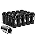 J2 Engineering 20Pcs M12 x 1.25 7075-T6 Aluminum 50mm Open-End Lug Nut w/Socket Adapter Key (Black)