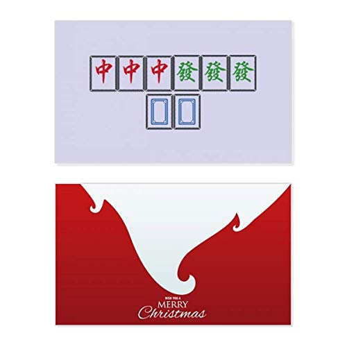Carte de Noël Mahjong Junior Three Chiefs avec message vintage le cadeau idéal pour joueurs