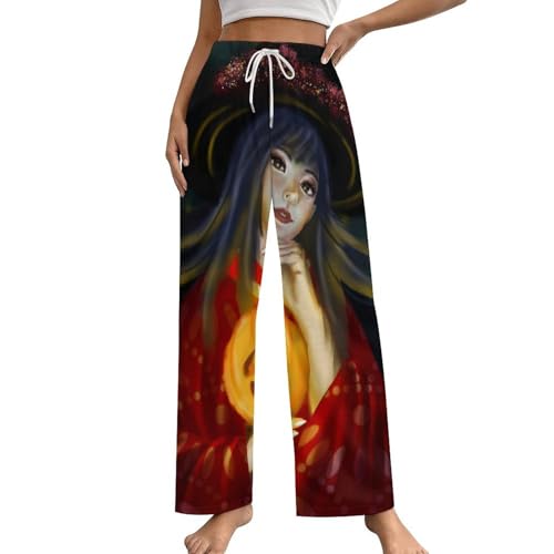 Vêtement pantalon de nuit Sorcière Rouge bas de pyjama femme chaud avec poches S