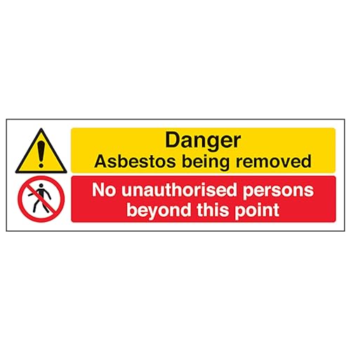 Panneau de sécurité amiante plastique rigide 450x150mm signalisation danger chantier rénovation