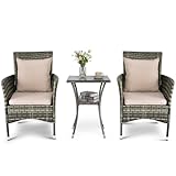 set sillones y mesa 😊MESA PRÁCTICA: El conjunto para patio incluye una mesa auxiliar alta con tapa de cristal templado, que ofrece mucho espacio para sus pertenencias y es perfecta para guardar bebidas, aperitivos o libros mientras se toma un descanso.
