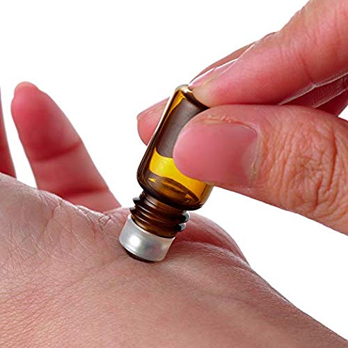 GreatBBA 30-Count 2ml Amber Mini Refillable Glass Roller Ball Bottles, Roll-on Vials for Essential Oil Aromatherapy Perfumes