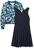 Speechless Girls' Sleeveless Dress and Jacket Set, Navy/Teal, 12