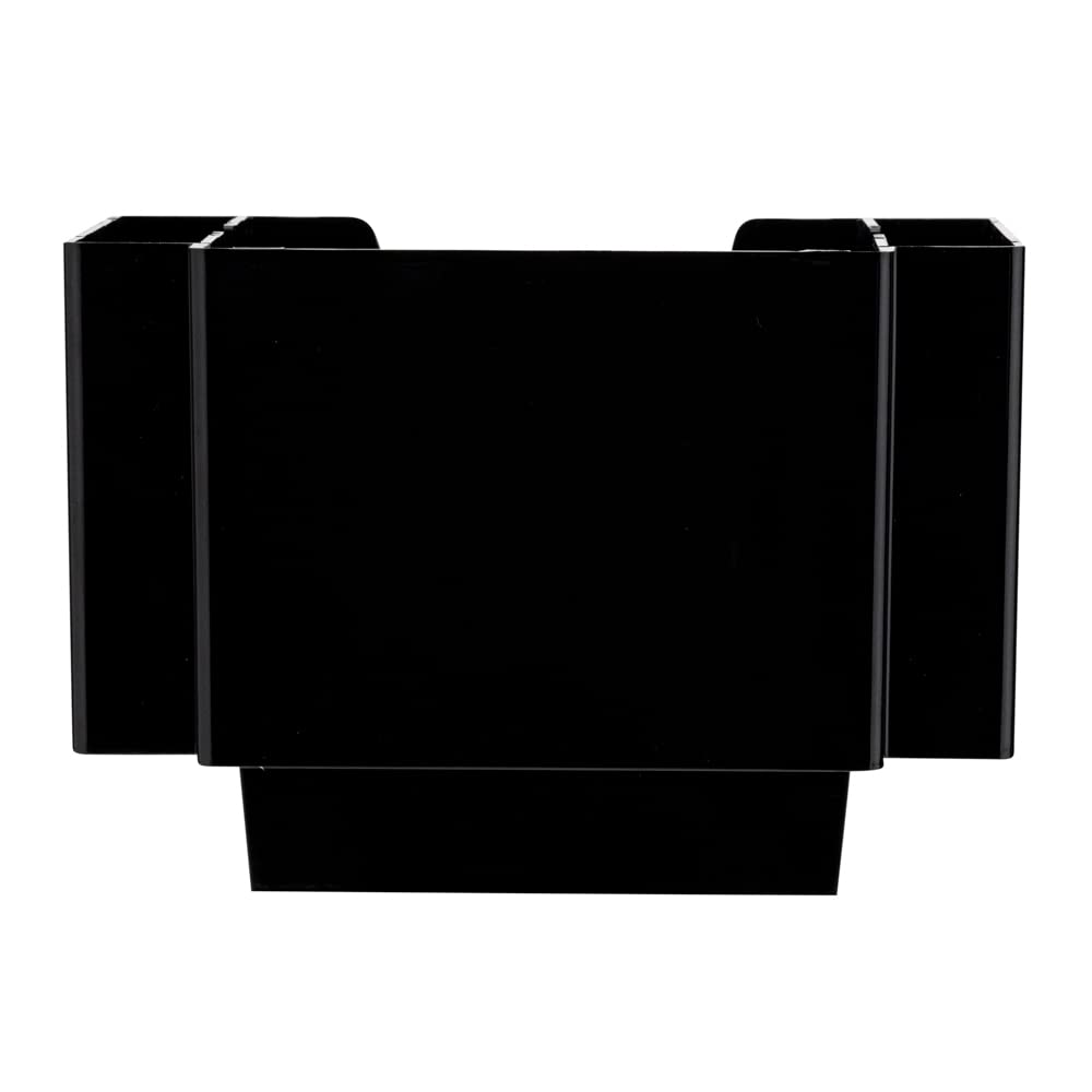 Bar Lux - Servilletero de 7.9 x 5.5 pulgadas, 1 organizador de condimentos de 3 compartimentos, rectangular, mesa, organizador de servilletas de plástico negro, recargable, fácil acceso