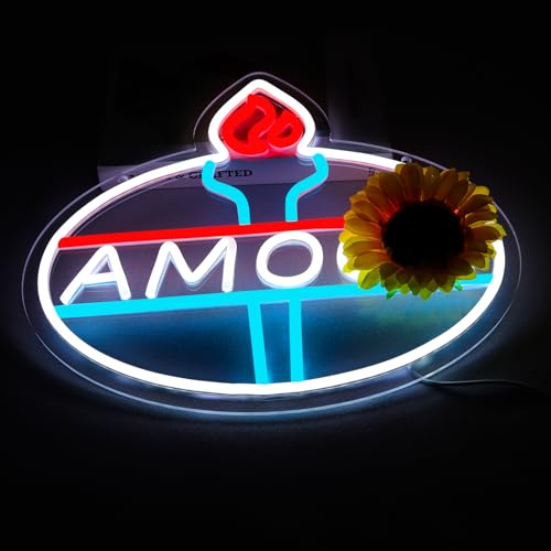 Image of WonderfulLife Oil Logo Neon Sign for Garage Decor,Led Signs for Man Cave Lube Store or Gasoline Station Display Lighting,5V USB,Easy Hanging.