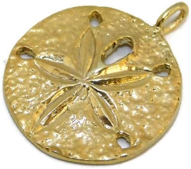 14k Yellow Gold Sand Dollar Large Pendant Charm