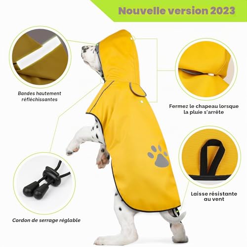 Manteaux Imperméables DQGHQME pour Chiens - Manteau Pluie Chien avec Capuchon et Réfléchissantes, Poncho pour Chien de Pluie pour Chiens Petite Moyenne (L) – vue 4