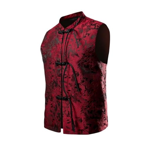Chaleco de jacquard bordado con botones de rana confort sin mangas para caballero