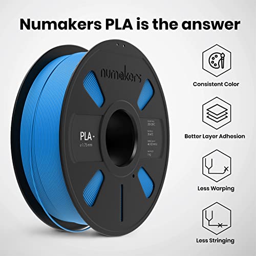 Image of NUMAKERS PLA+ 3D Printer Filament, 1.75mm, Dimensional Accuracy + /- 0.03 mm, 1 kg Spool (2.2 lbs), Compatible with Most FDM Printers (Light Blue)