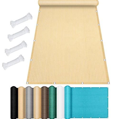 Sonnensegel Sonnenschutz Windschutz 90 x 130 cm Windschutz Atmungsaktiv Schattennetz Garten Sichtschutz Zaun mit Ösen Befestigungs Kit für Camping Schwimmbad Zwinger, Beige