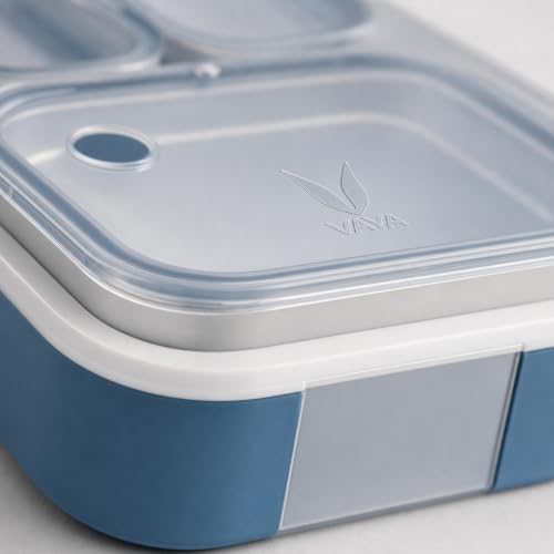 Image of VAYA Tydbyt Stainless Steel Lunch Box for Kids & Boys, 650ml, 3 Steel Containers & Lids, No Mix-Up Tiffin Box, School Bento Box, Blue