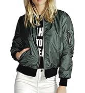 Lavnis Women's Lightweight Bomber Jacket Casual Long Sleeve Fall Coat Zip Up Outerwear Windbreaker