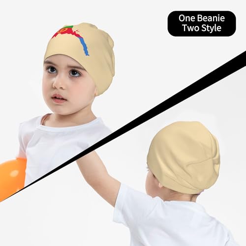 Eritrean Flag map Children Hip Hop Knitted Hat Kids Elastic Leisure Knit Cap Warm Sleep Beanies Black4