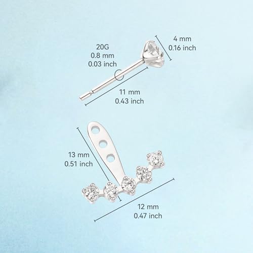 Limerencia F136 Hypoallergenic Pure Titanium Earrings for Women, G23 Implant Grade 5A Cubic Zirconia Open Hoops, Cartilage Stud Earrings Trendy Jewelry for Sensitive Ears3