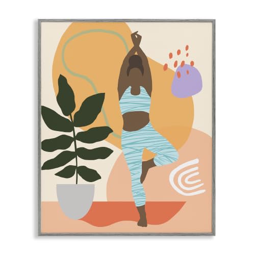 Yoga Botanical Abstract Shapes, 24 x 30 Inch Framed Giclée Print