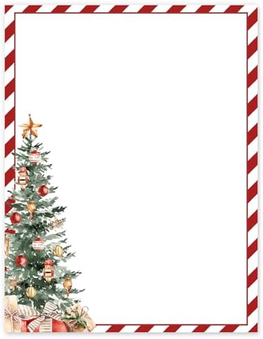 Whaline 60 Sheets Christmas Stationery Letterhead Paper Double-Si...