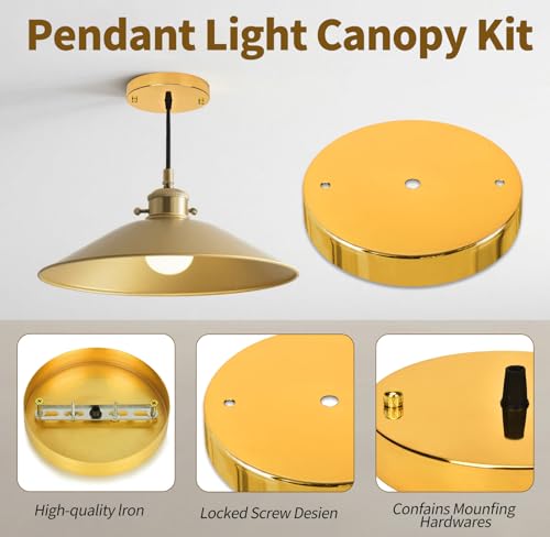 Image of Sangle Sopffy Pendant Light Canopy Kit, 5 1 /8 Inches Ceiling Lighting Canopy Kit with All Mounting Hardware Modern Chandelier Ceiling Plate Cover for Pendant Lighting Fixtures (Copper Gold, 5.8 inch)