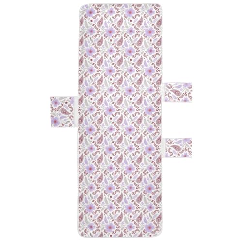 SyXIOP Boho Paisley Kwiat Ptak Jagoda Czerwony Biały Patio Szezlong Pokrowiec Na Krzesło Z Mikrofibry Miękkie Pokrowce Na Meble Patio z Kieszeniami na Basen Opalanie Plażowy Ogród, 215 x 76 cm para