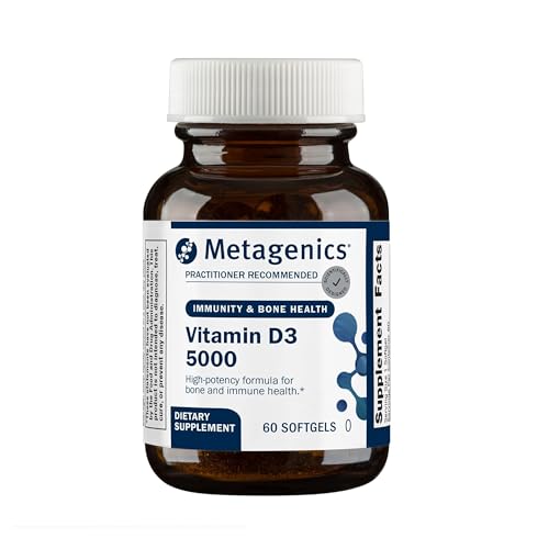 Metagenics Vitamin D3 5000 IU Supplement – High Potency Softgels for Immune, Bone & Heart Health* – 125 mcg Cholecalciferol in Coconut Oil for Enhanced Absorption* – Non-GMO, Gluten-Free – 60 Count