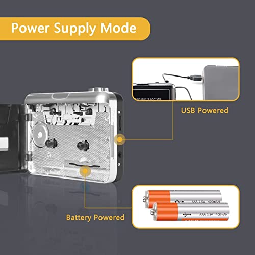 Updated Walkman Cassette Player with External Speaker– Cassette Tapes to MP3 Converter -Cassette Converter to Digital Files via USB Cable- Compatible with MAC Laptops and Personal Computers