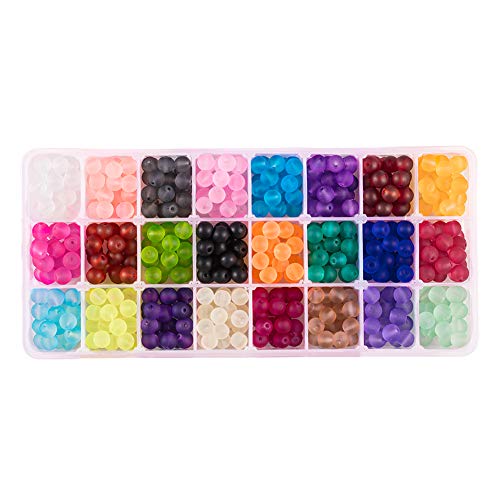 PandaHall Elite 480 Pezzi 8mm Perline in Vetro