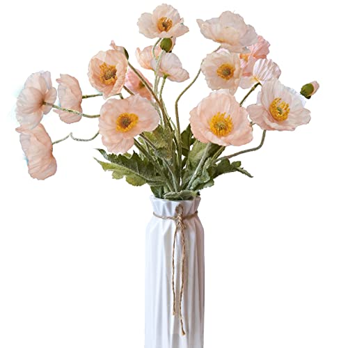 Image of 5Pcs Poppy Flowers Artificial Poppy for Home Decor(Champagne)