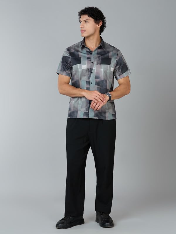 Image of MARK & ALBERT Men's 100% Cotton Printed Half Sleeves Regular Fit Shirt for Men