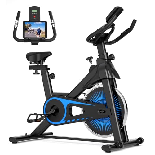 Image of Exercise Bike,Adjustable Resistance Indoor Cycling Bike for Home Exercise - Stationary Bike with Smartphone Holder, LCD Display & Heart Rate Monitor